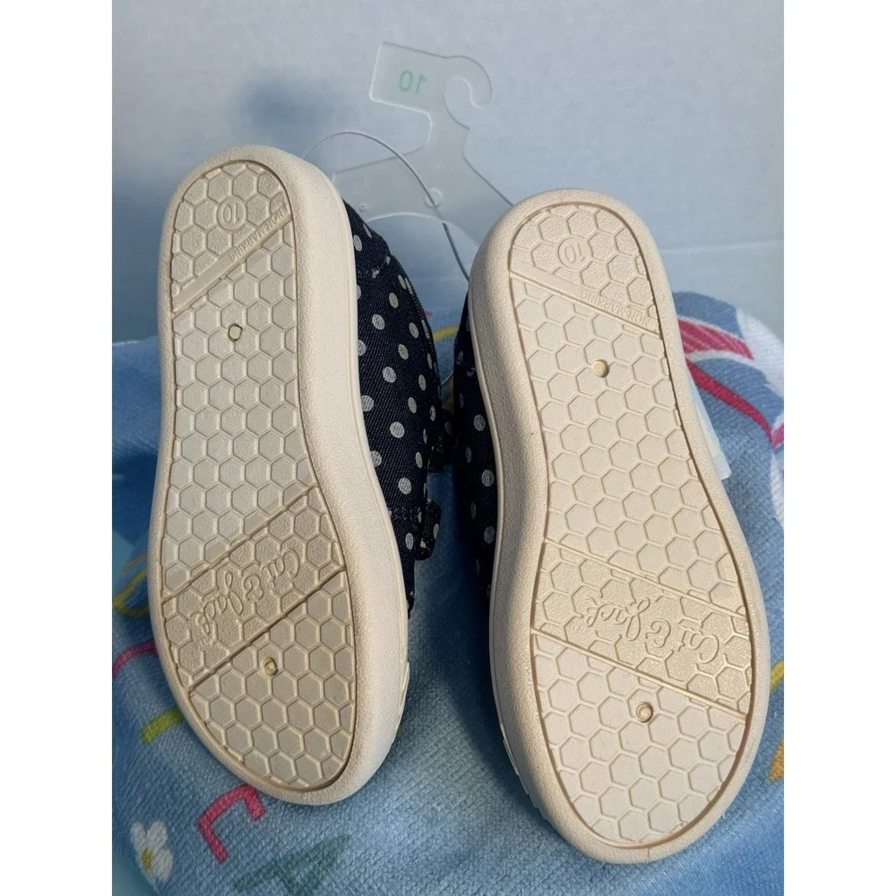 Toddler Girls Slip On Canvas Shoes - Blue w/ White Polka Dots - Size‎ 10 NEW